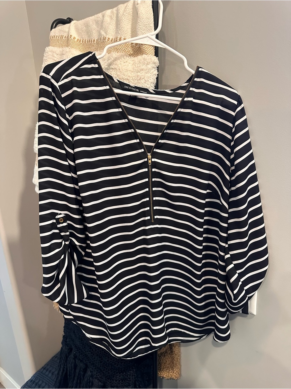 Zac & Rachel Black and White Striped Blouse